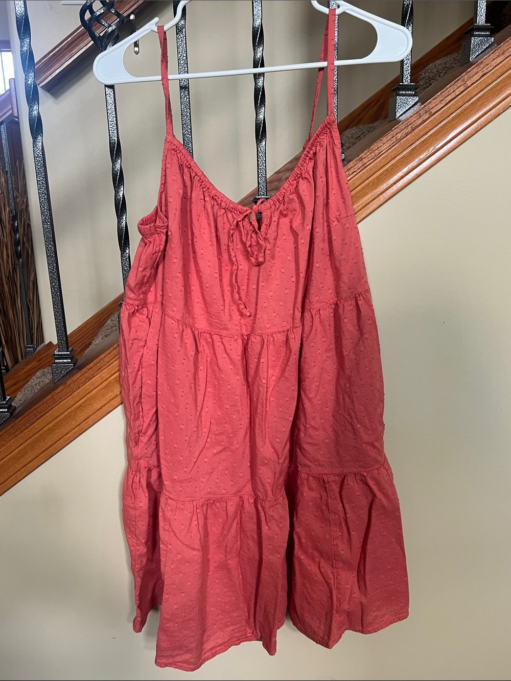 coral Tiered Spaghetti Strap Sundress